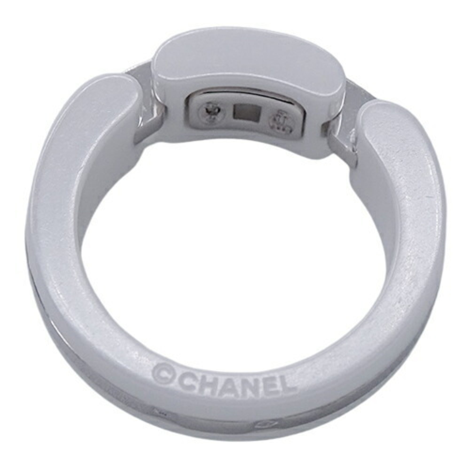 CHANEL Ring Women's 750WG White Ceramic Diamond Ultra T49 Approx. No. 8 Polished