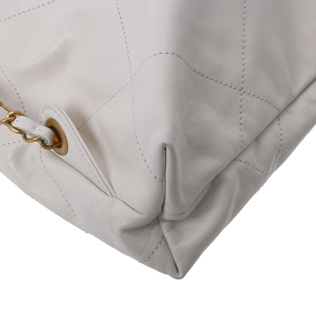 CHANEL 22 Large Backpack White Women's Calf Rucksack/Daypack