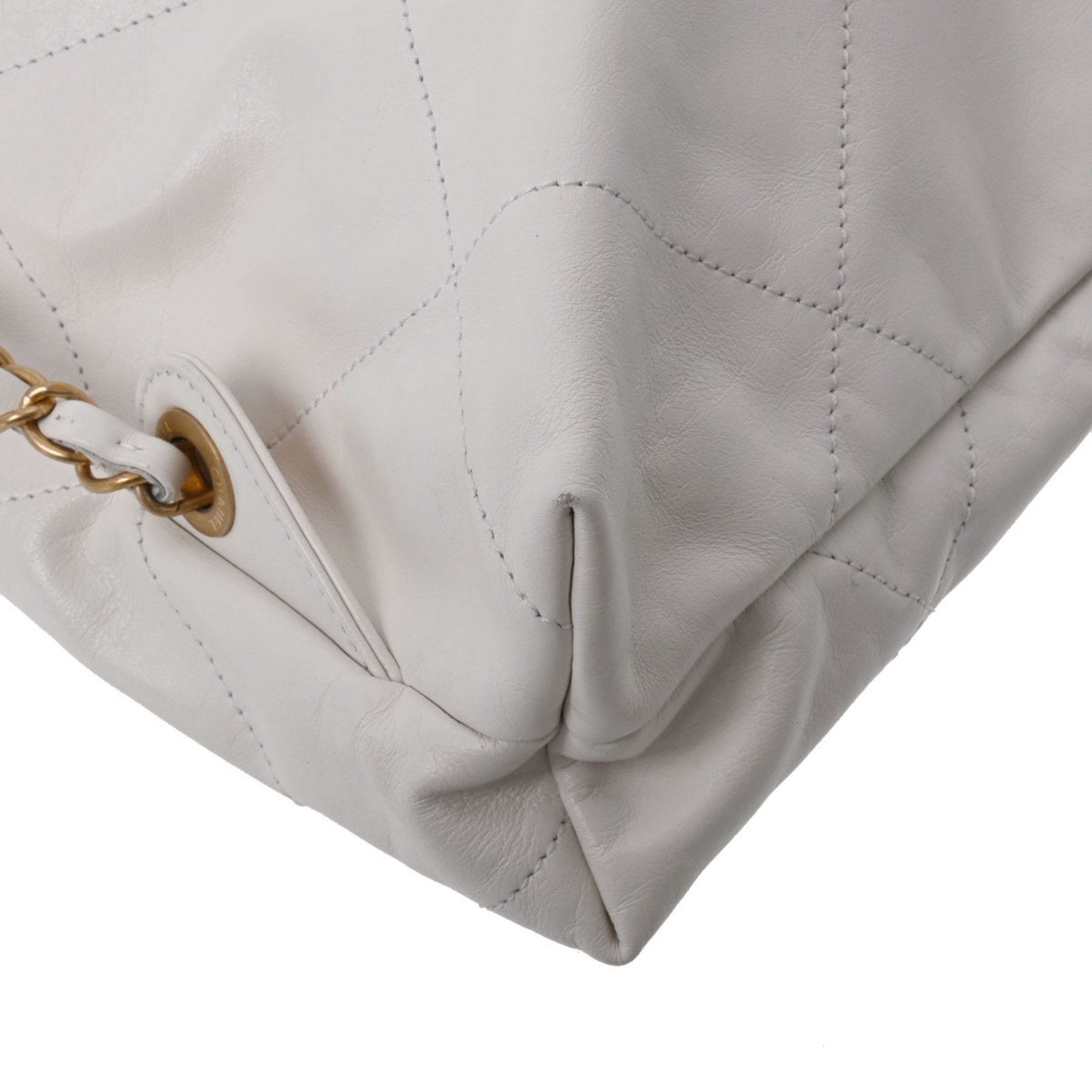 CHANEL 22 Large Backpack White Women's Calf Rucksack/Daypack