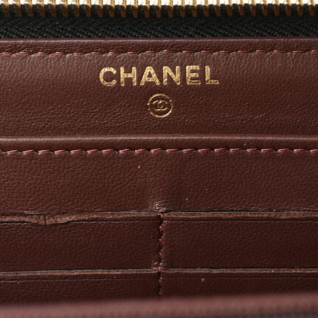 CHANEL Wallet A50097  Long Round Zipper Timeless Classic Matelasse Lambskin Black Bordeaux