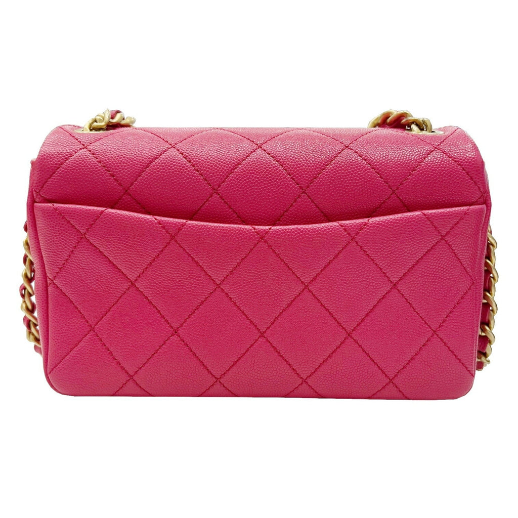 CHANEL Matelasse Flap Bag Chain Shoulder AS1895 Handbag Caviar Skin Pink 30s Ladies