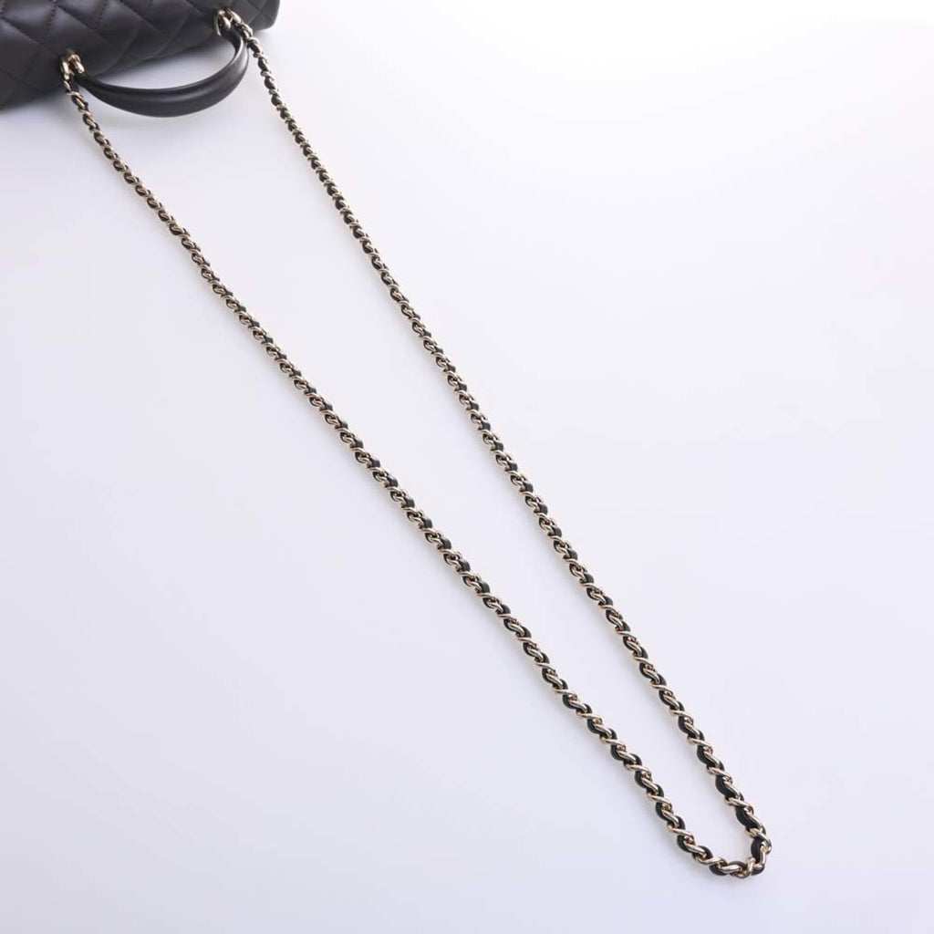 CHANEL Lambskin Matelasse Coco Mark Chain Shoulder Bag Brown Women's
