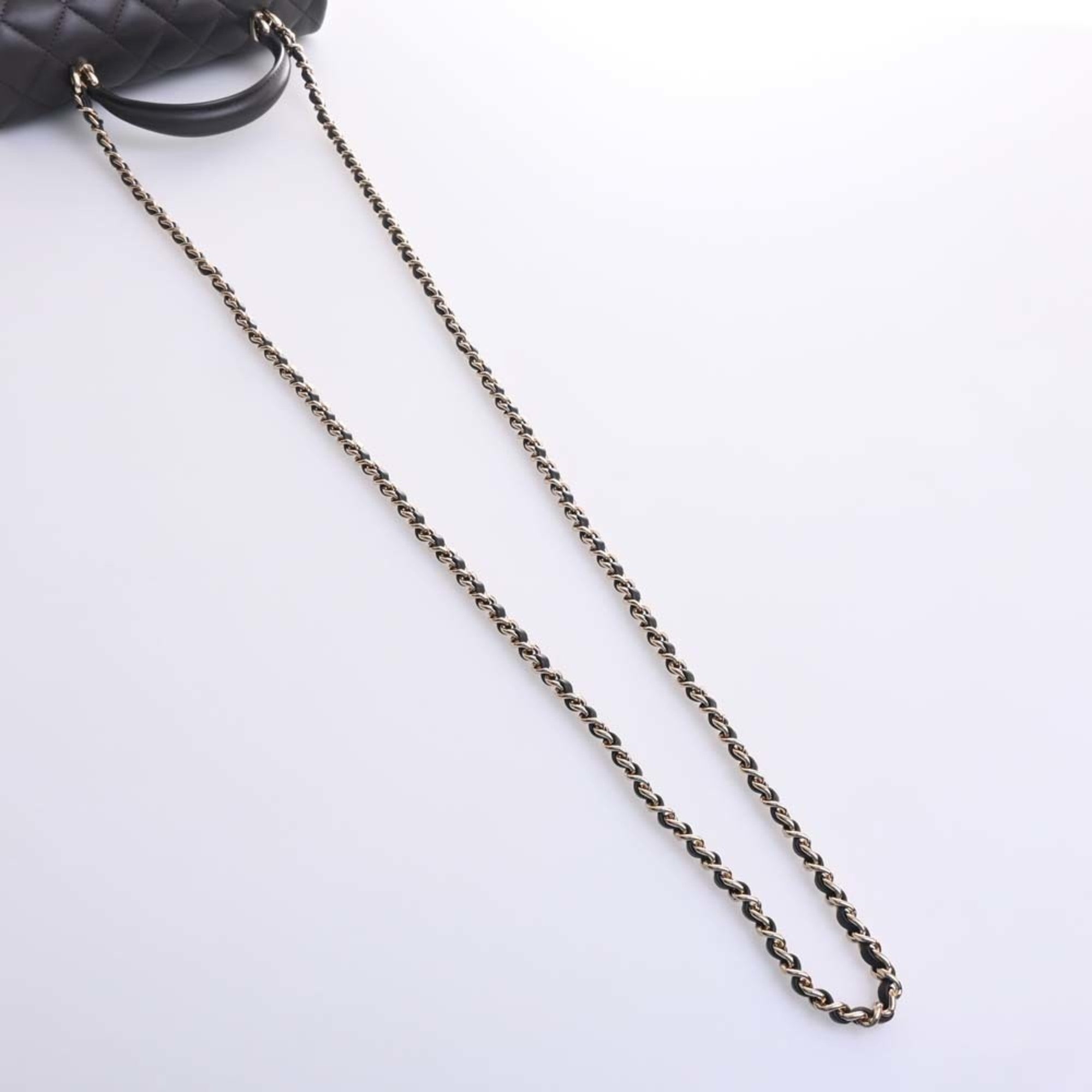 CHANEL Lambskin Matelasse Coco Mark Chain Shoulder Bag Brown Women's