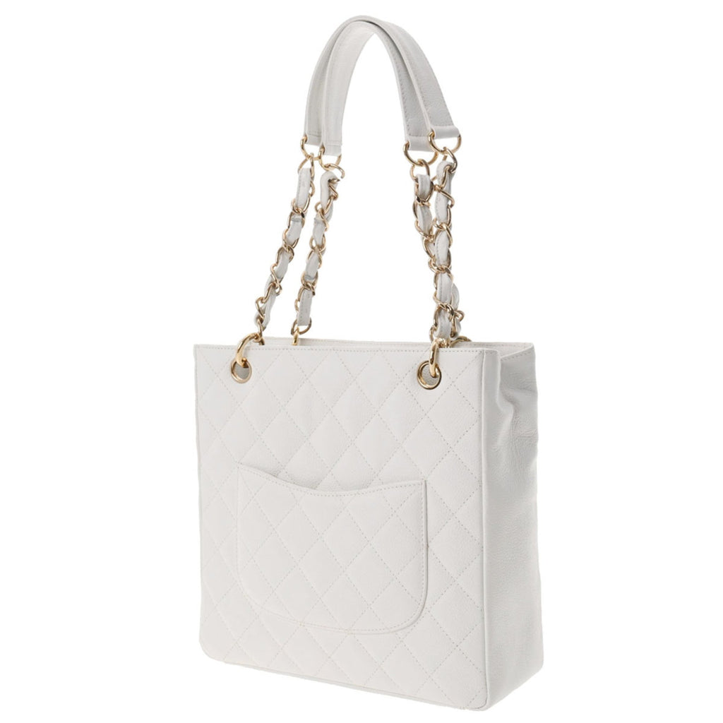 CHANEL PST White Women's Caviar Skin Tote Bag