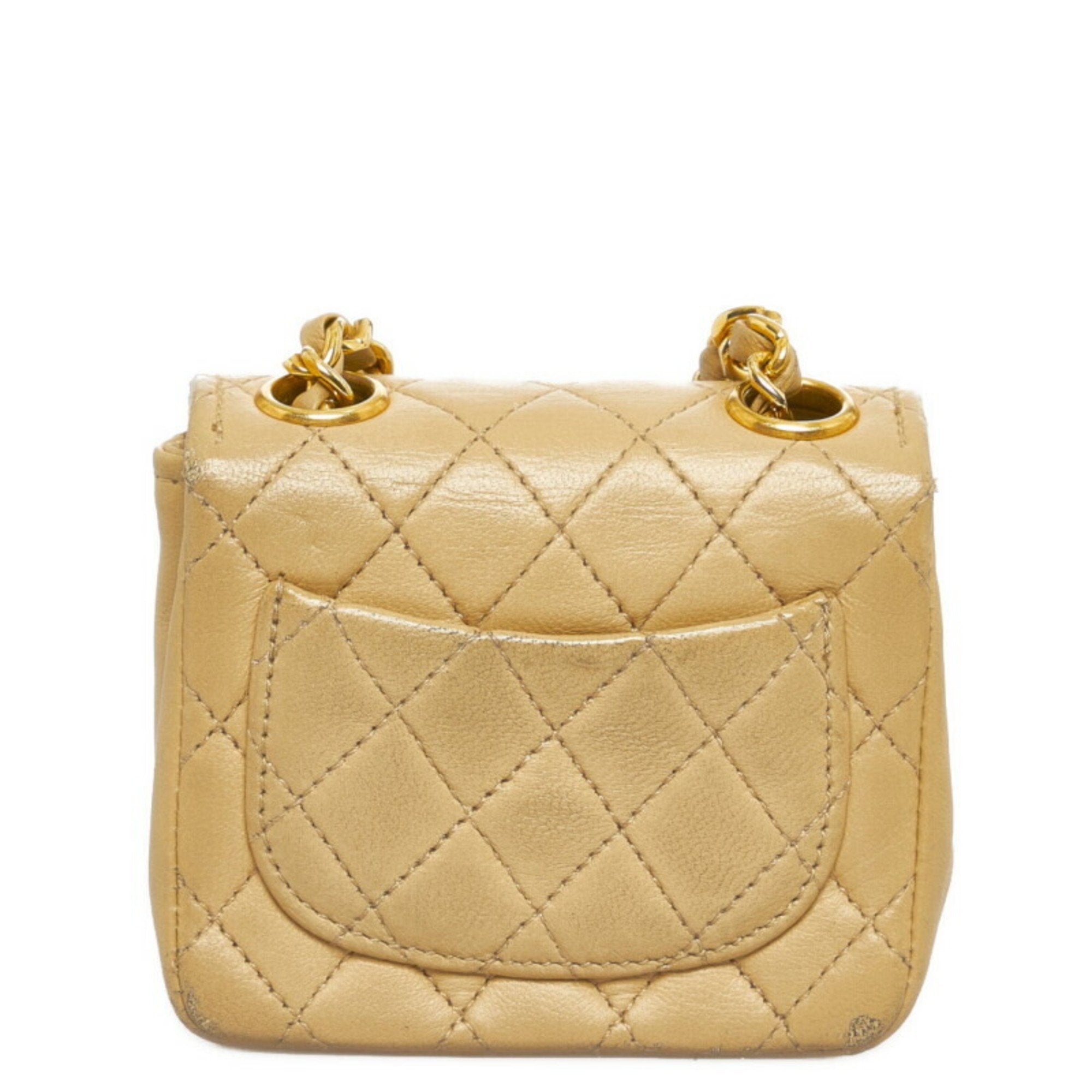 CHANEL matelasse chain shoulder bag handbag waist pouch beige leather ladies