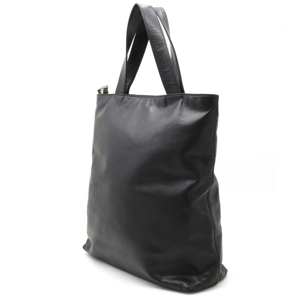 CHANEL here mark type push tote bag large shoulder leather black
