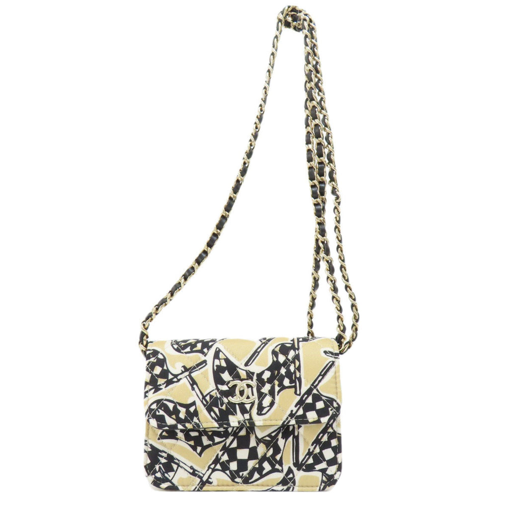 CHANEL Chain Shoulder Coco Mark Bag Cotton Women's