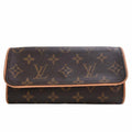 LOUIS VUITTON Monogram Pochette Twin PM Shoulder Bag M51854 Brown Women's