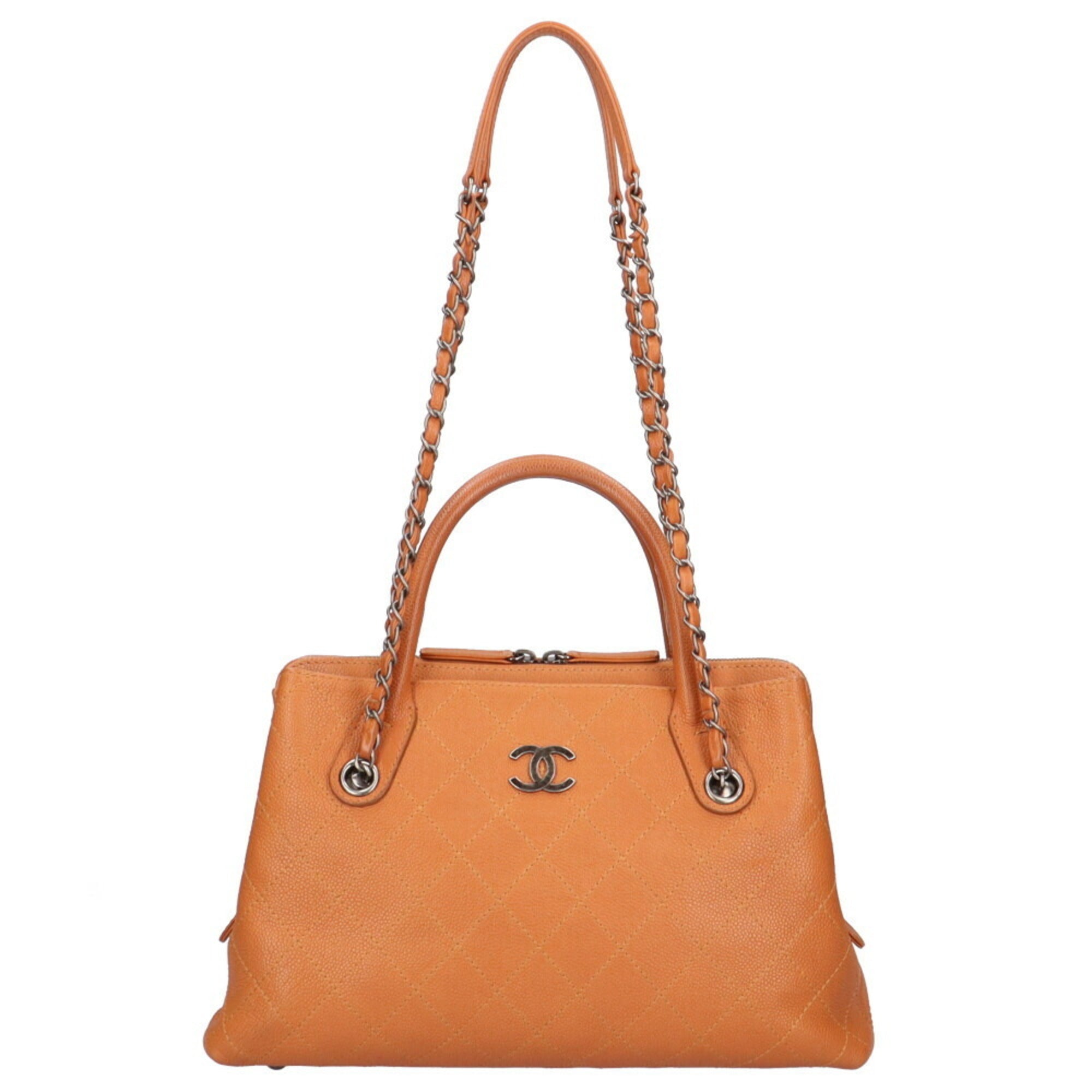 CHANEL chain shoulder bag caviar skin brown ladies