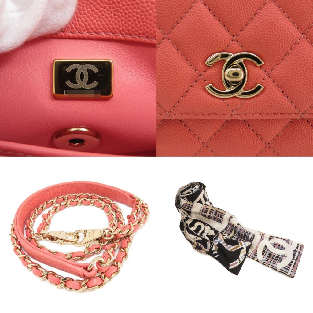 CHANEL Matelasse Handbag Caviar Skin Women's
