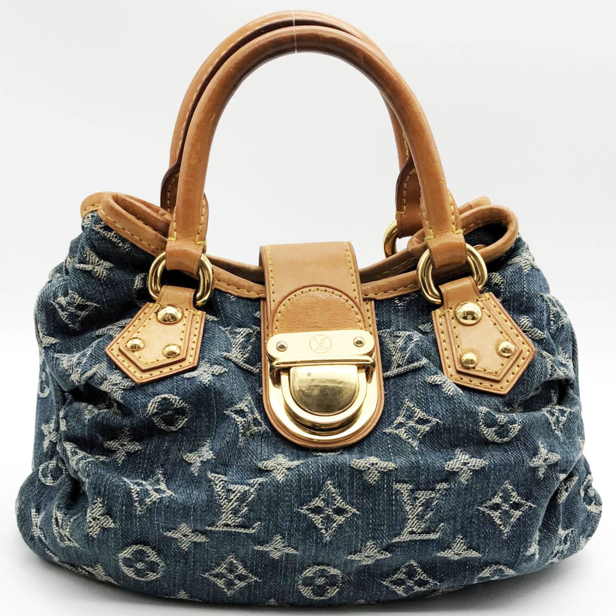 LOUIS VUITTON Pretty Monogram Denim Handbag Handheld Bag Blue Ladies Fashion M95020