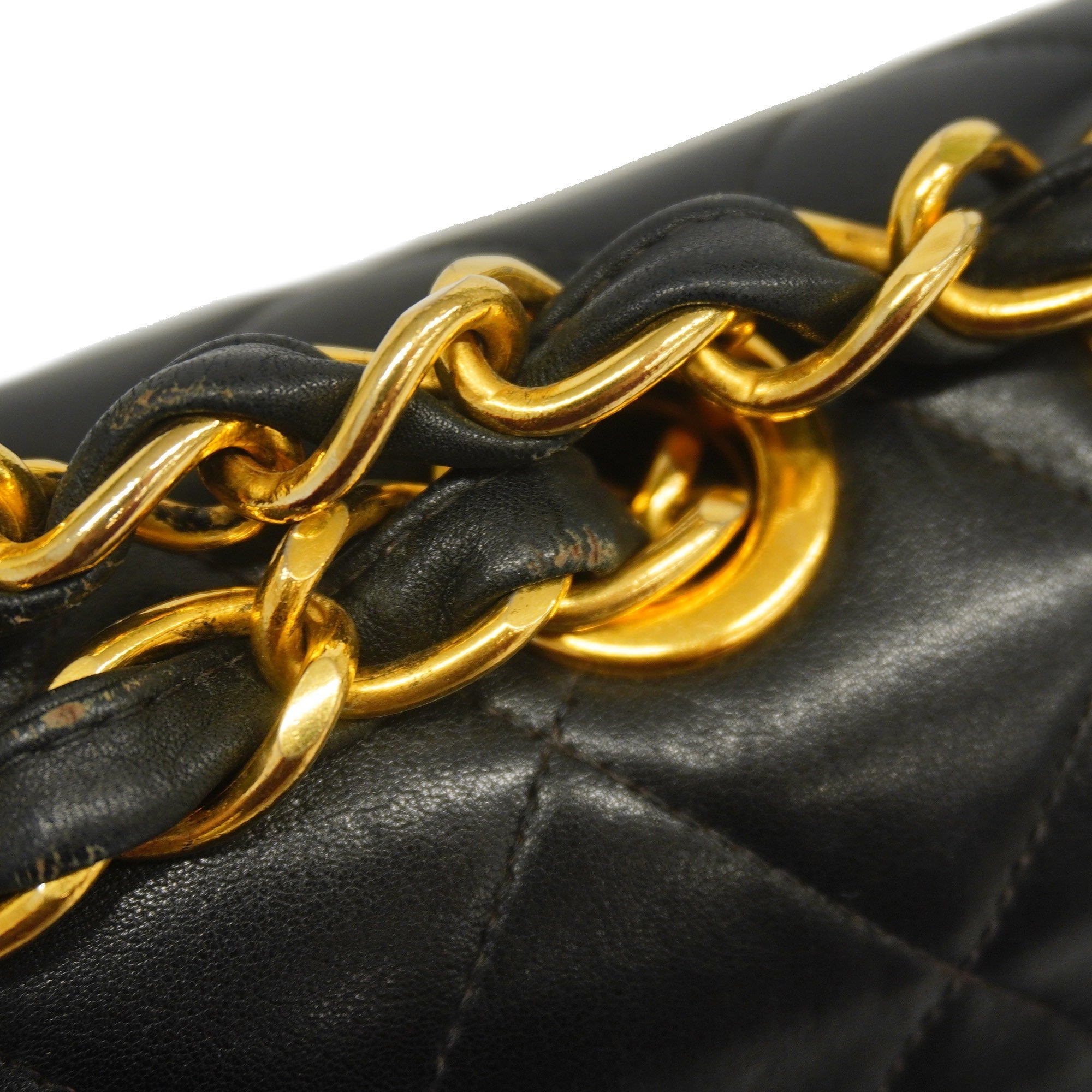 CHANEL  Matelasse Big Matelasse W Chain Women's Leather Shoulder Bag Black
