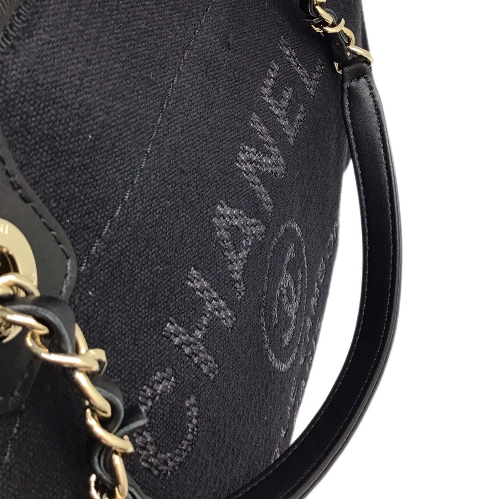 CHANEL Deauville AS3257 Black Tote Bag Handbag Shoulder Women Men Unisex