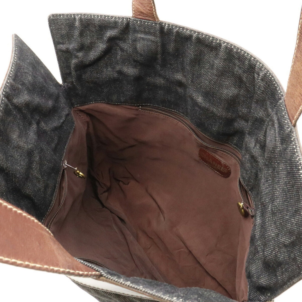 CHANEL Cocomark Tote Bag Shoulder Leather Black Dark Brown