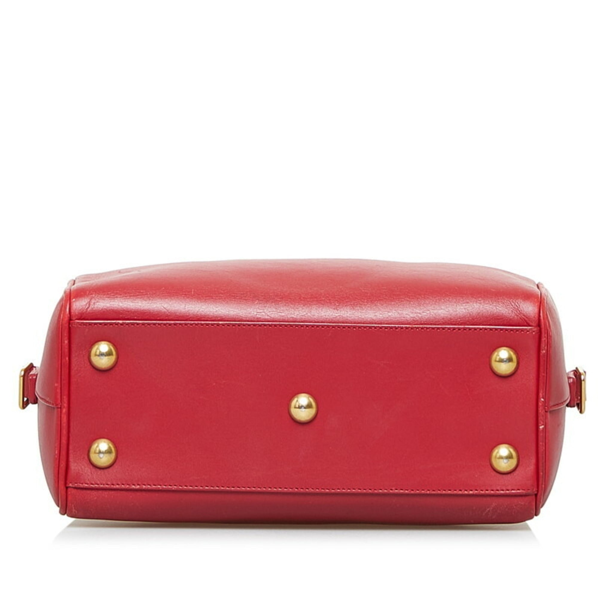 SAINT LAURENT Baby Duffle Handbag Shoulder Bag 330958 Red Leather Ladies