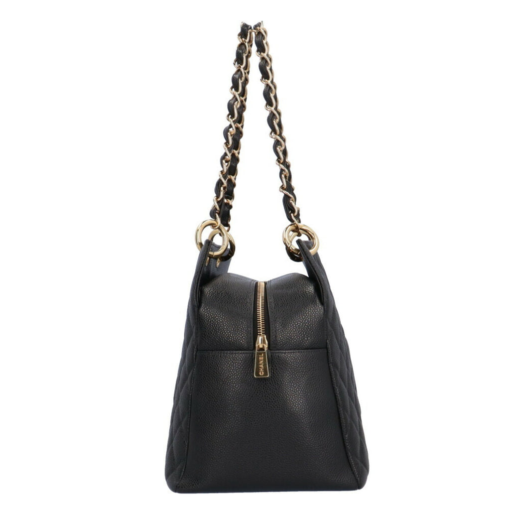 CHANEL chain matelasse shoulder bag caviar skin black ladies