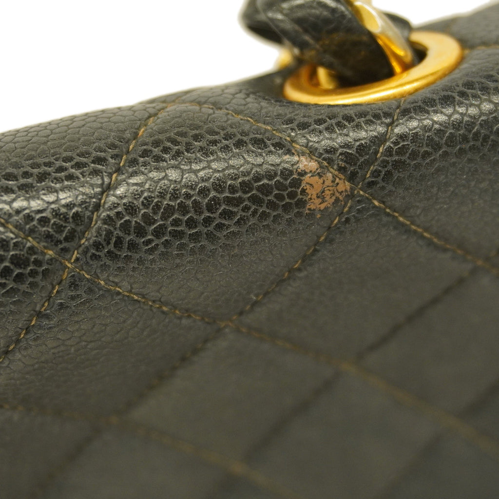 CHANEL  Matelasse Big Matelasse W Chain Women's Caviar Leather Shoulder Bag Black