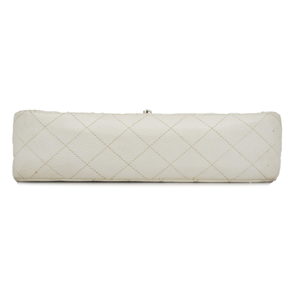 CHANEL  Matelasse W Flap W Chain Women's Caviar Leather Shoulder Bag White