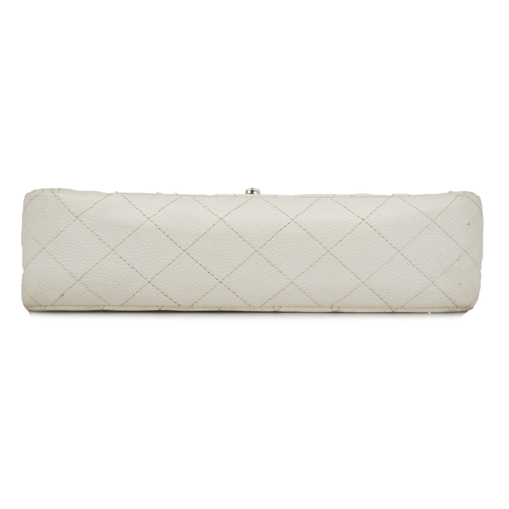 CHANEL  Matelasse W Flap W Chain Women's Caviar Leather Shoulder Bag White