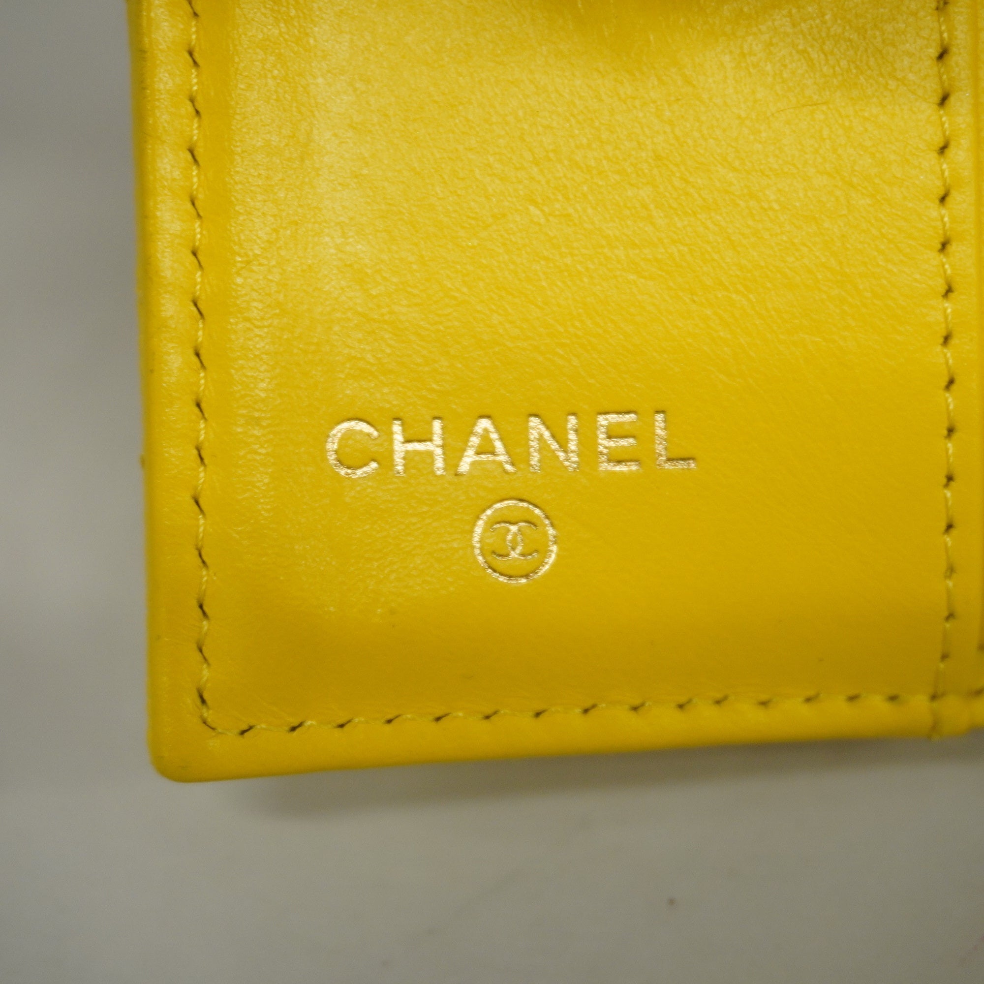 CHANEL  Matelasse Tri-fold Wallet Gold Metal Fittings Women's Caviar Leather
