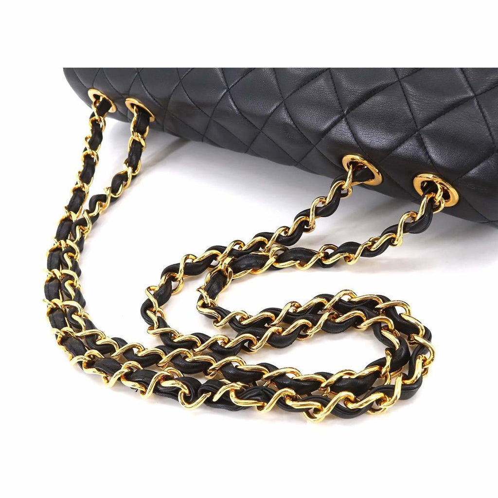 CHANEL Decamato Matelasse 34 Chain Shoulder Bag Leather Black A01094 Vintage Gold Hardware