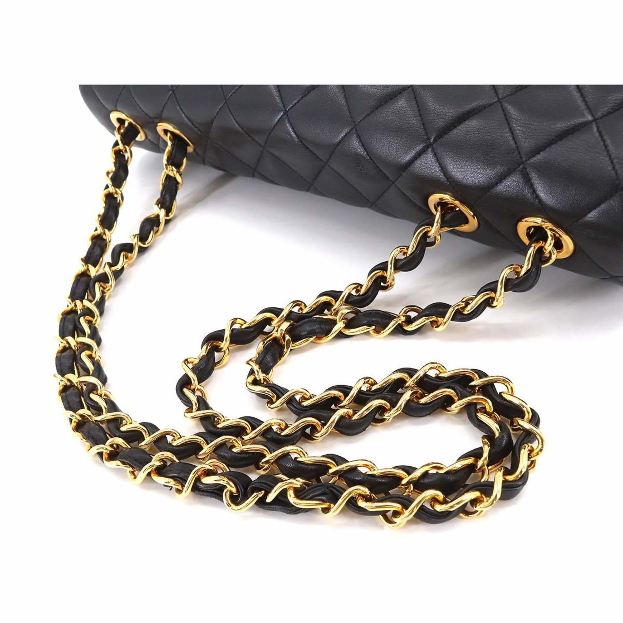 CHANEL Decamato Matelasse 34 Chain Shoulder Bag Leather Black A01094 Vintage Gold Hardware