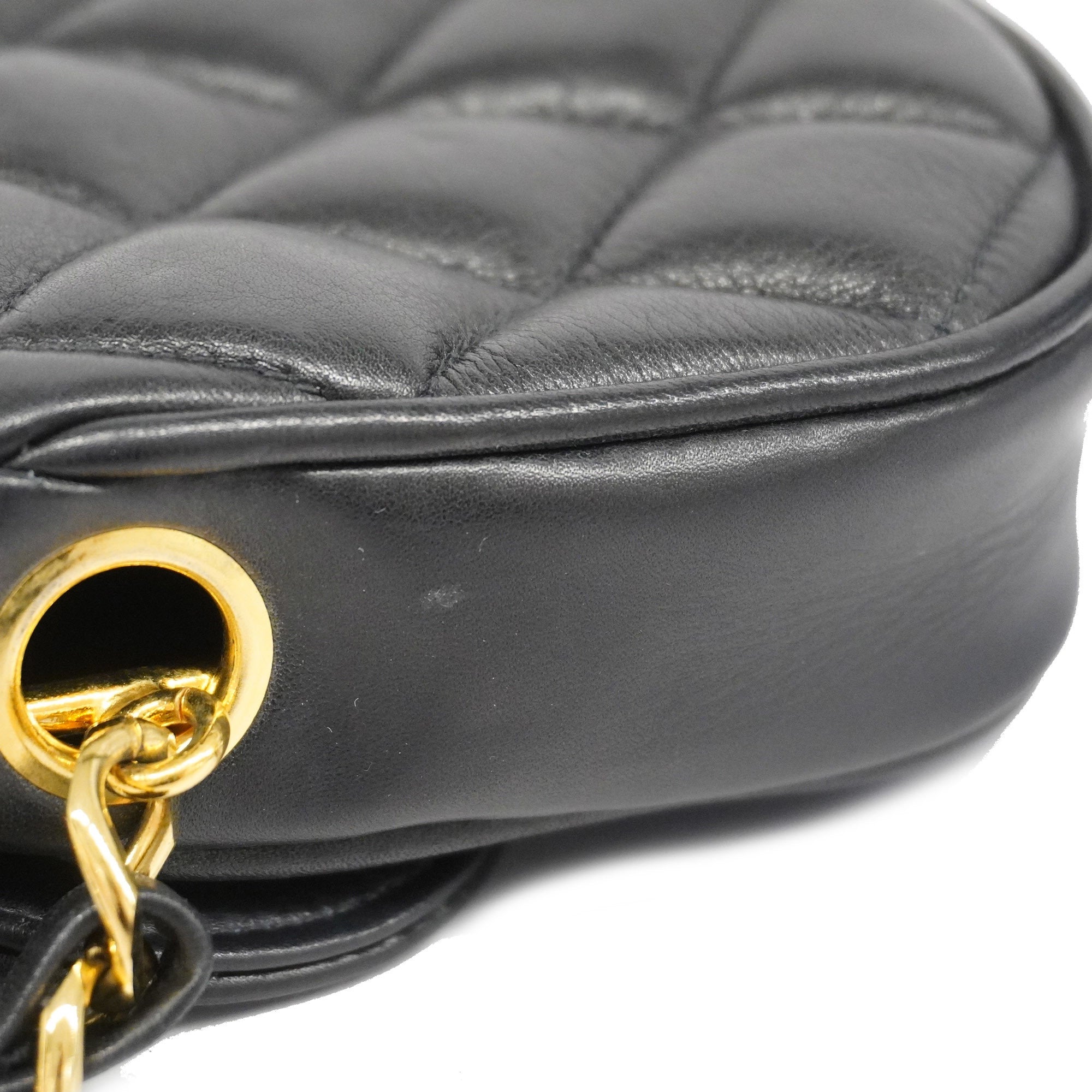 CHANEL[3bd5060] Auth  handbag Matelasse lambskin black gold metal