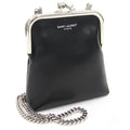 SAINT LAURENT Chain Pouch Charniere Black Leather Women's