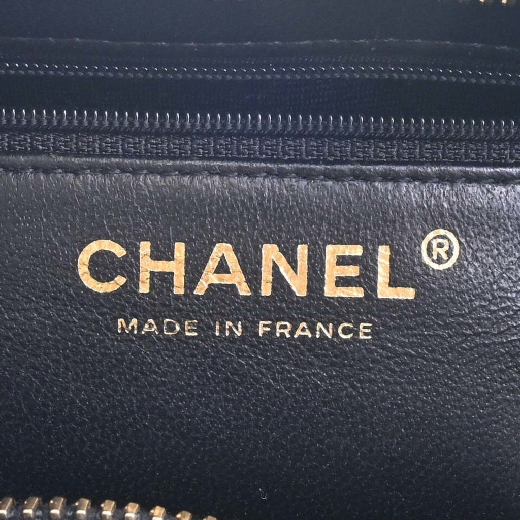 CHANEL Caviar Skin Coco Mark Reprint Tote Bag Black Ladies