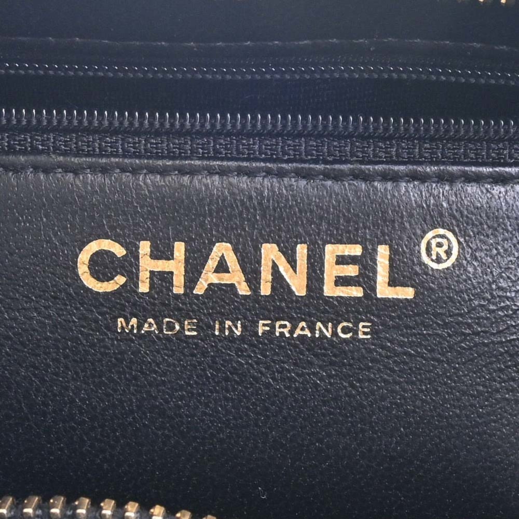 CHANEL Caviar Skin Coco Mark Reprint Tote Bag Black Ladies