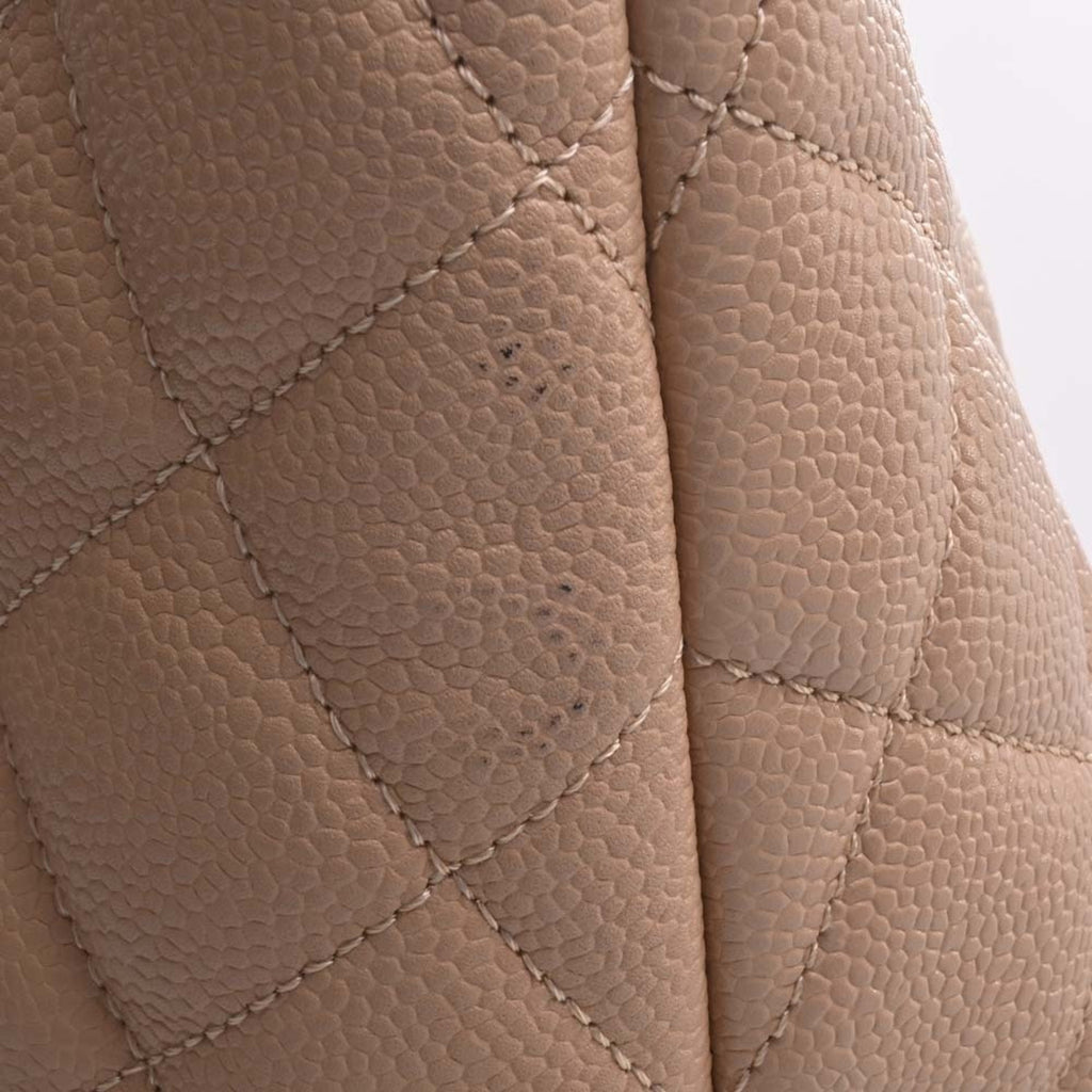 CHANEL Caviar Skin Coco Mark Reproduction Tote Bag Beige Ladies