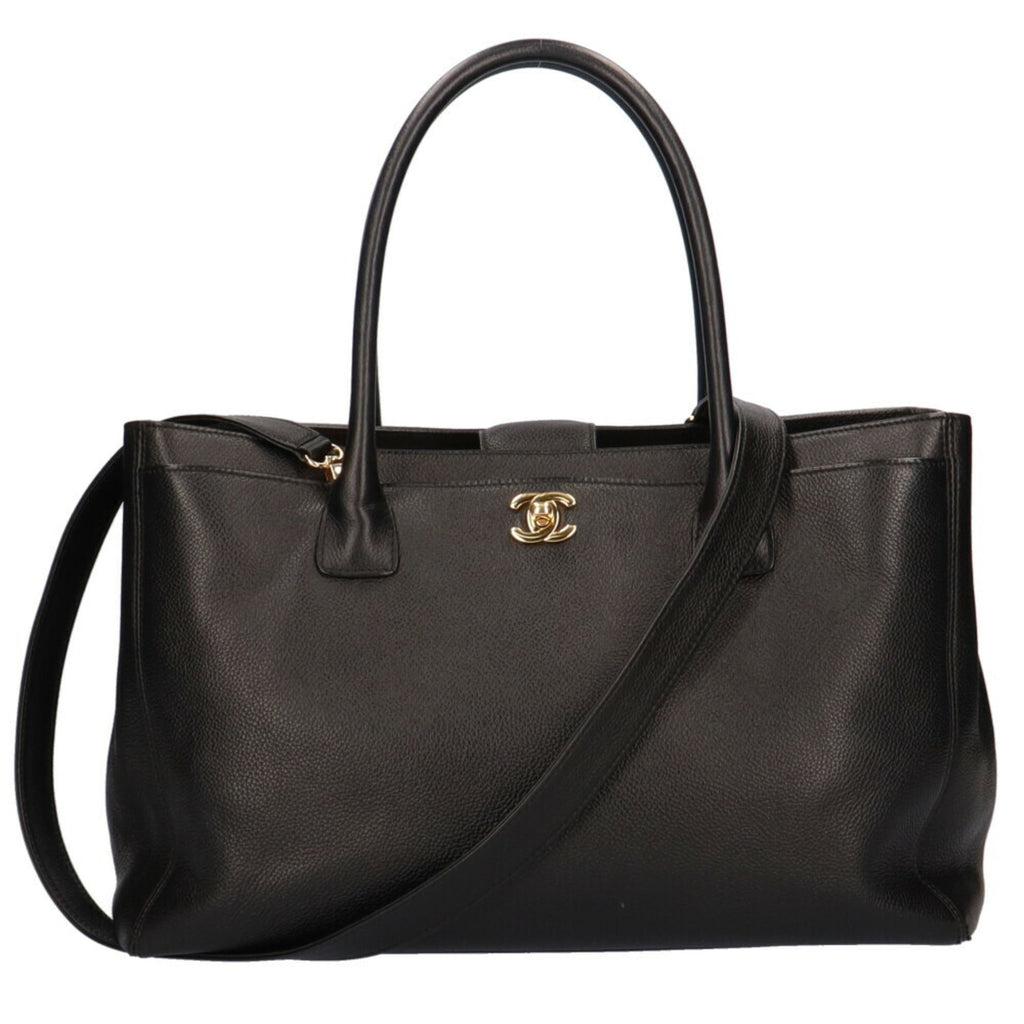 CHANEL executive shoulder bag leather black ladies