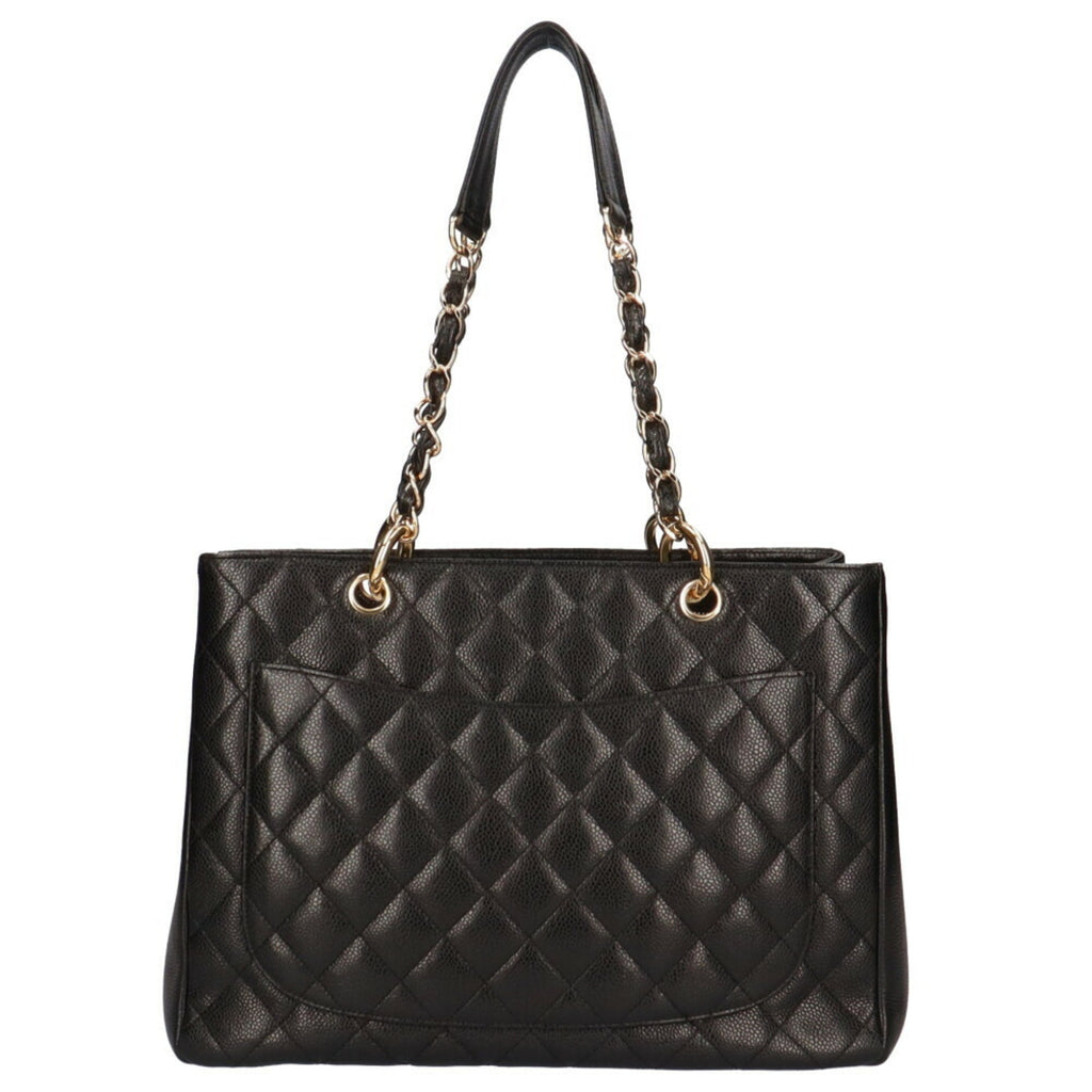 CHANEL chain shoulder bag caviar skin black ladies