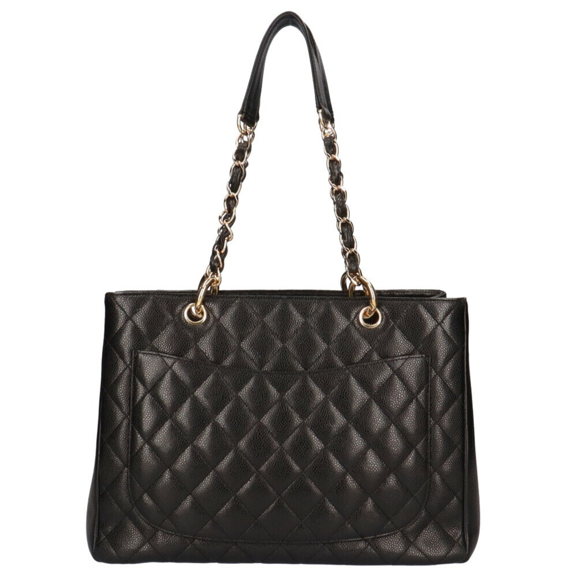 CHANEL chain shoulder bag caviar skin black ladies