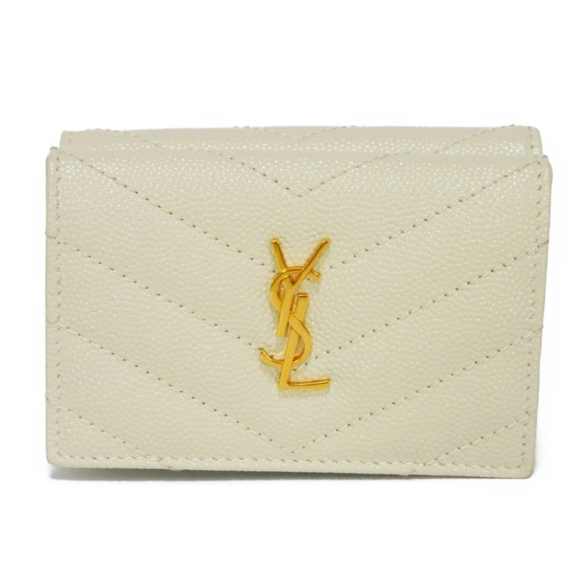 SAINT LAURENT Trifold Wallet Monogram Origami Tiny YSL Blanc Vintage 668274 BOWA1 9207 Men's Women's Billfold