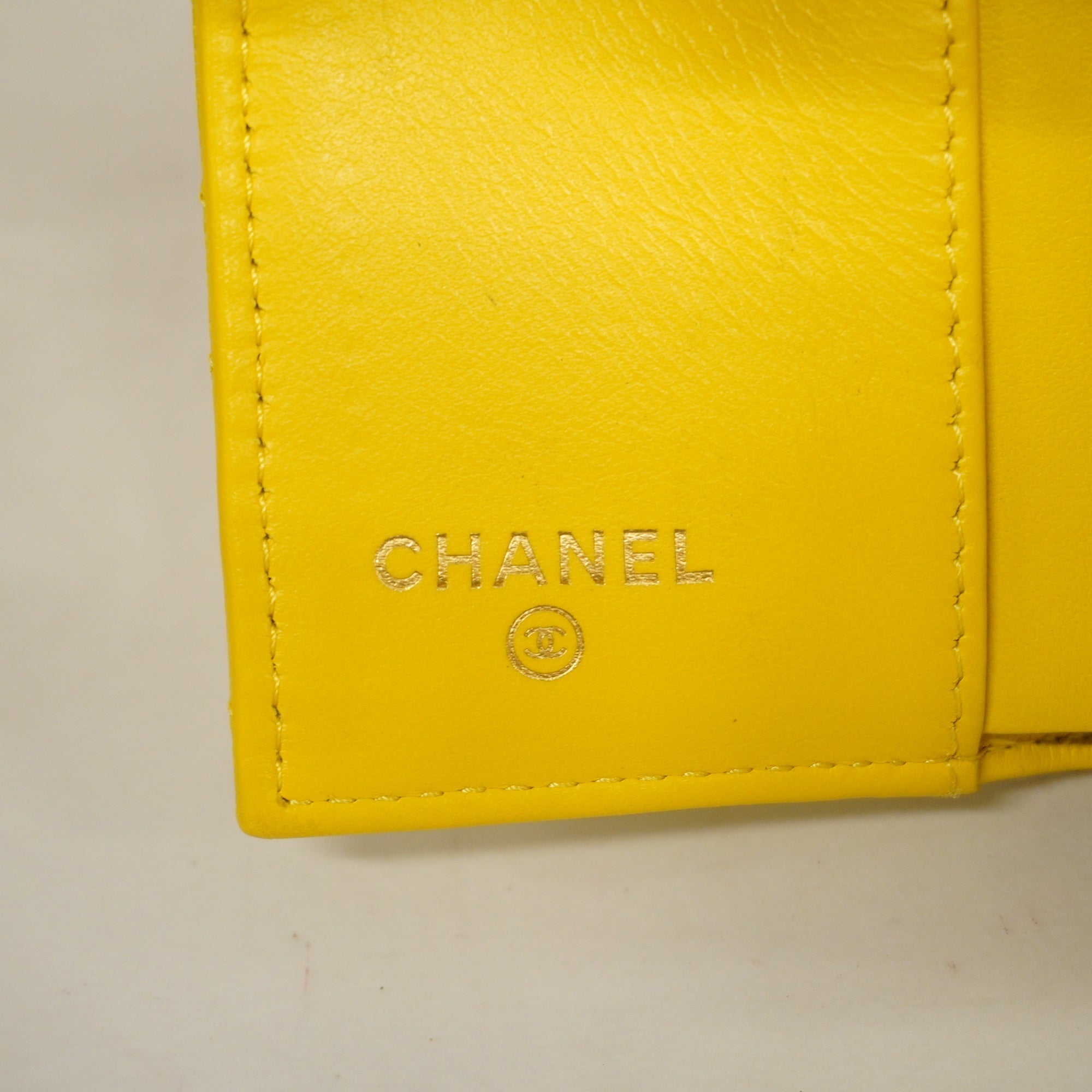 CHANEL  Boy  Tri-fold Wallet Boy  V Stitch Gold Hardware Women's