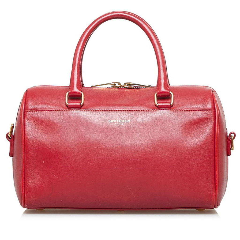 SAINT LAURENT Baby Duffle Handbag Shoulder Bag 330958 Red Leather Ladies