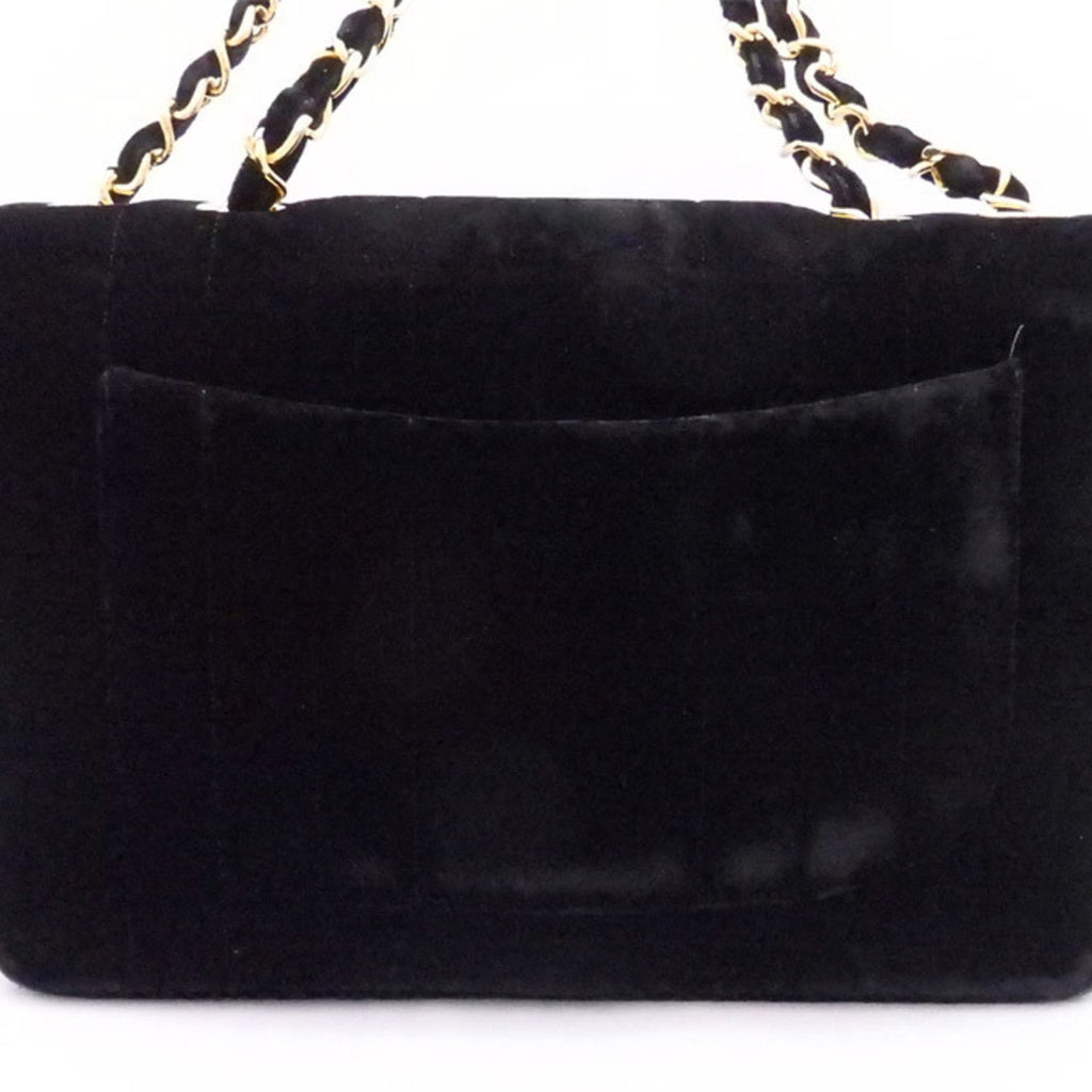CHANEL shoulder bag here mark velvet / metal black x gold ladies