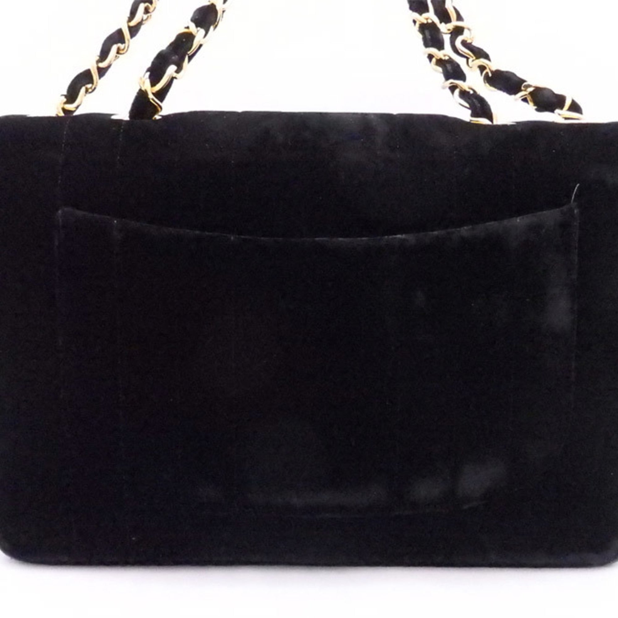 CHANEL shoulder bag here mark velvet / metal black x gold ladies