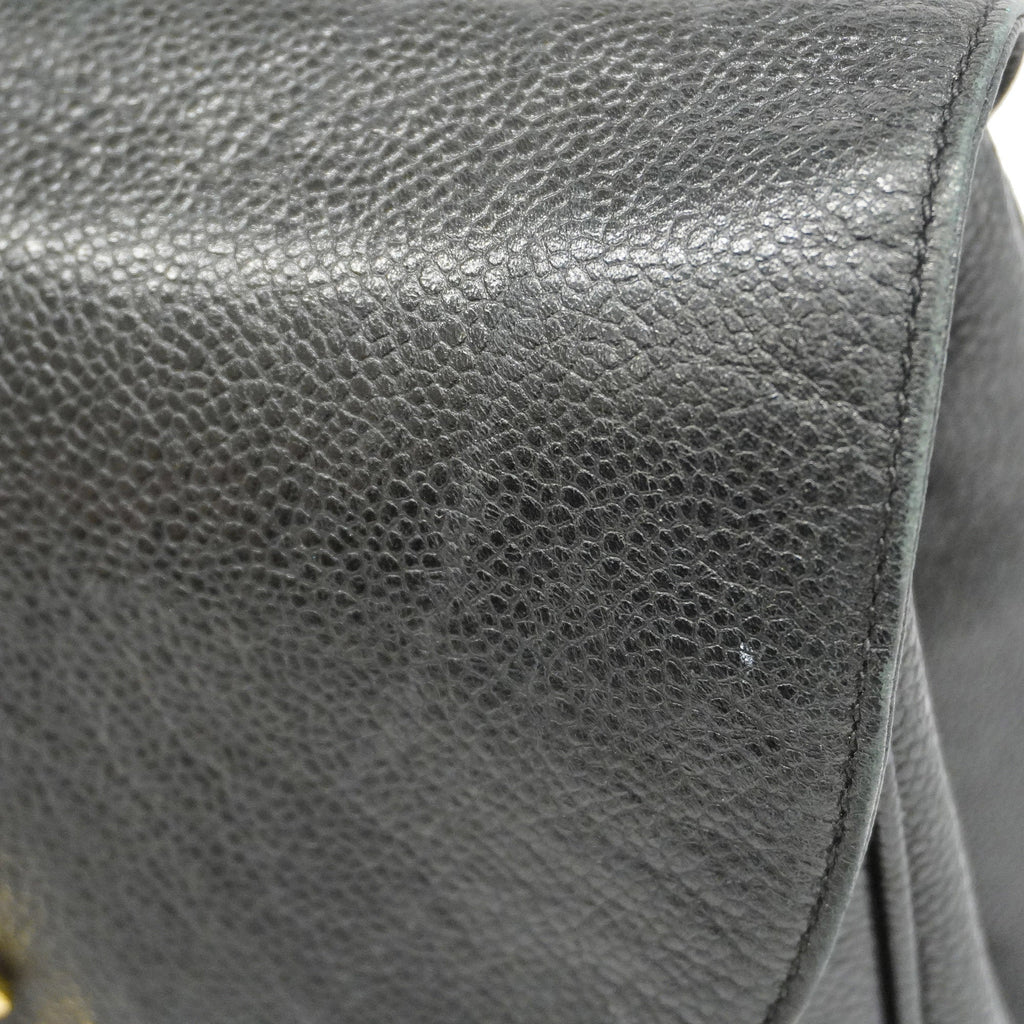 CHANELAuth  Triple Coco Women's Leather Backpack Black