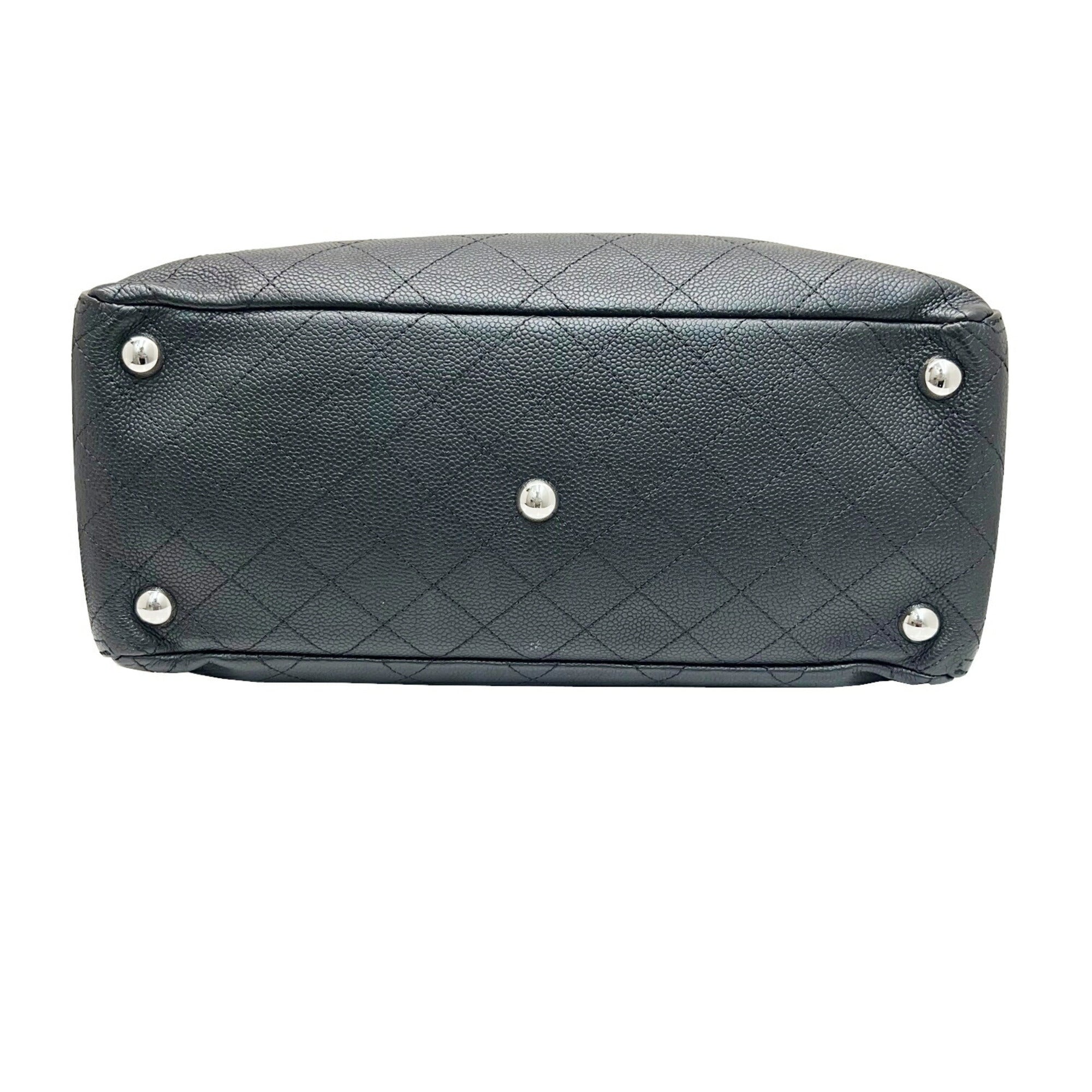 CHANEL Wild Stitch Shoulder Handbag Chain Tote Caviar Skin Black No. 19 Women's