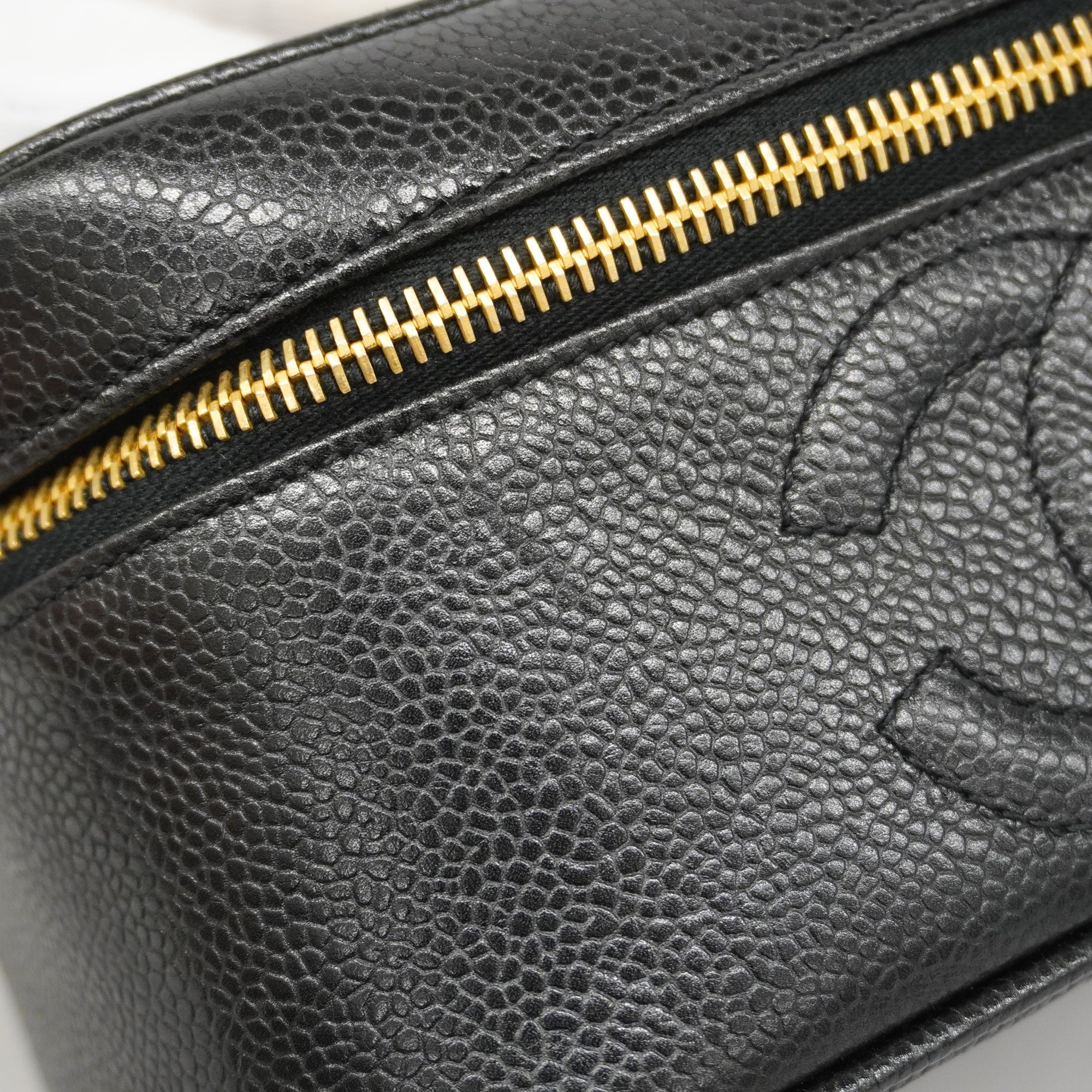CHANELAuth  Vanity Bag Women's Caviar Leather Vanity Bag Black