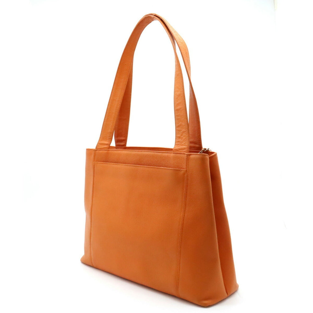CHANEL tote bag shoulder caviar skin leather orange