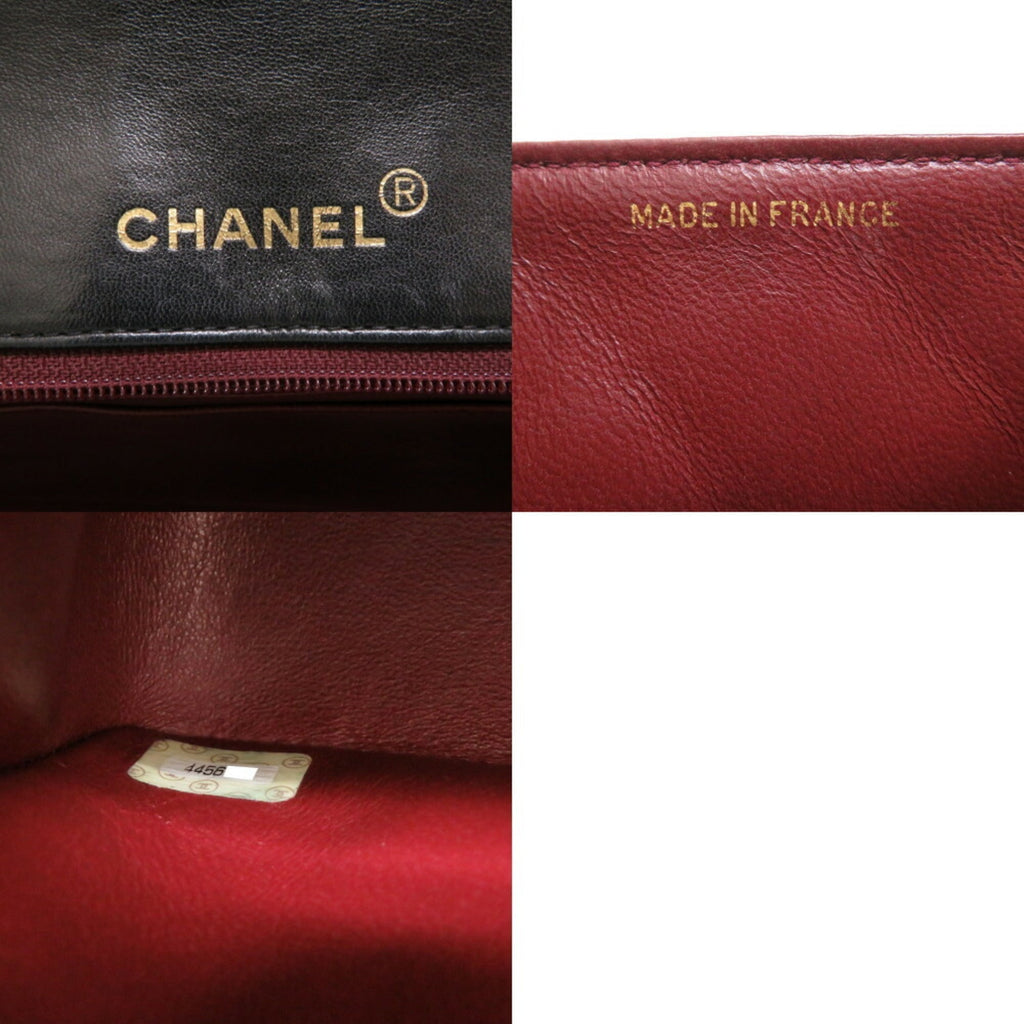 CHANEL Diana 22 Lambskin Black No. 4 Gold Chain Shoulder Bag Matelasse Coco Mark Turnlock