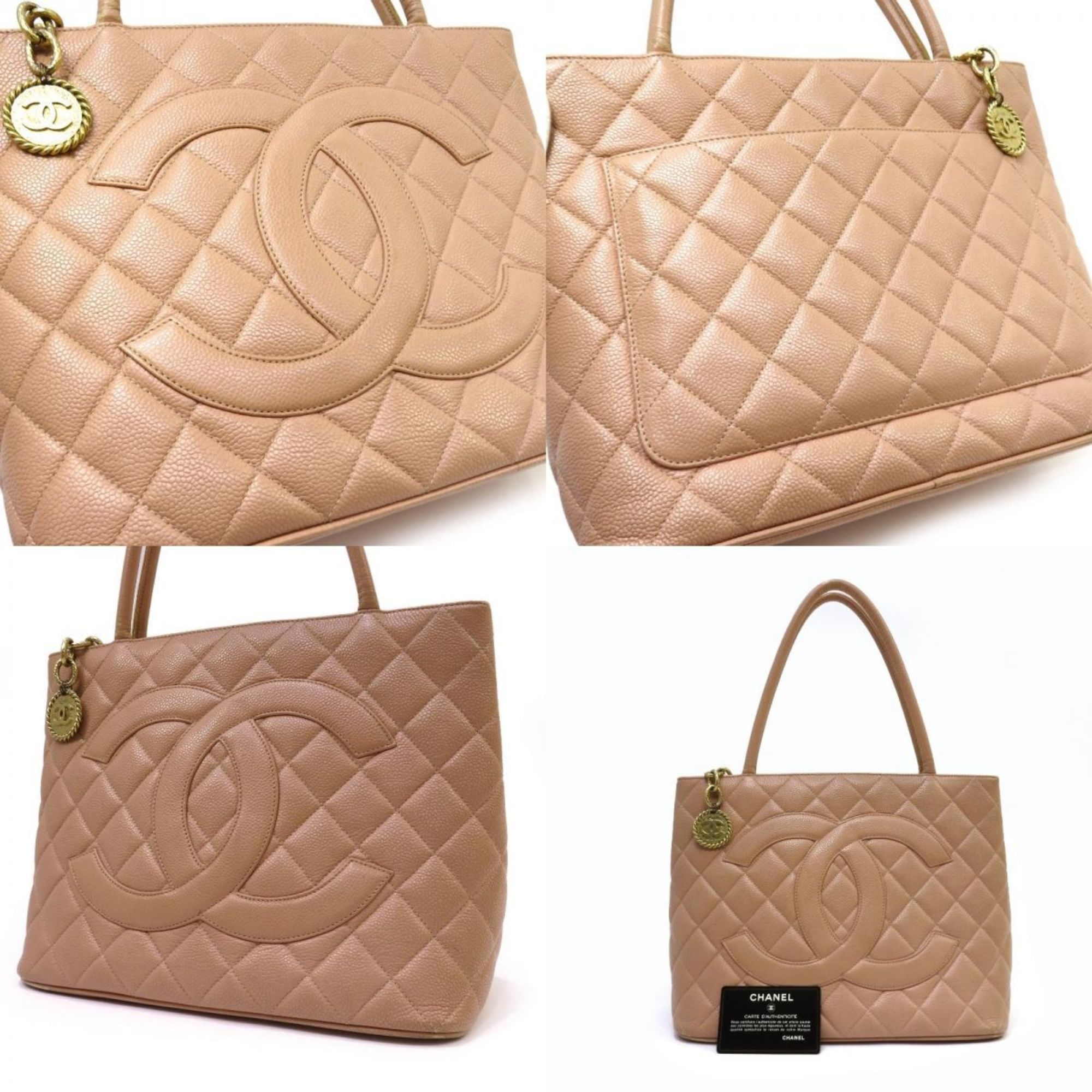 CHANEL caviar skin reproduction tote handbag bag pink