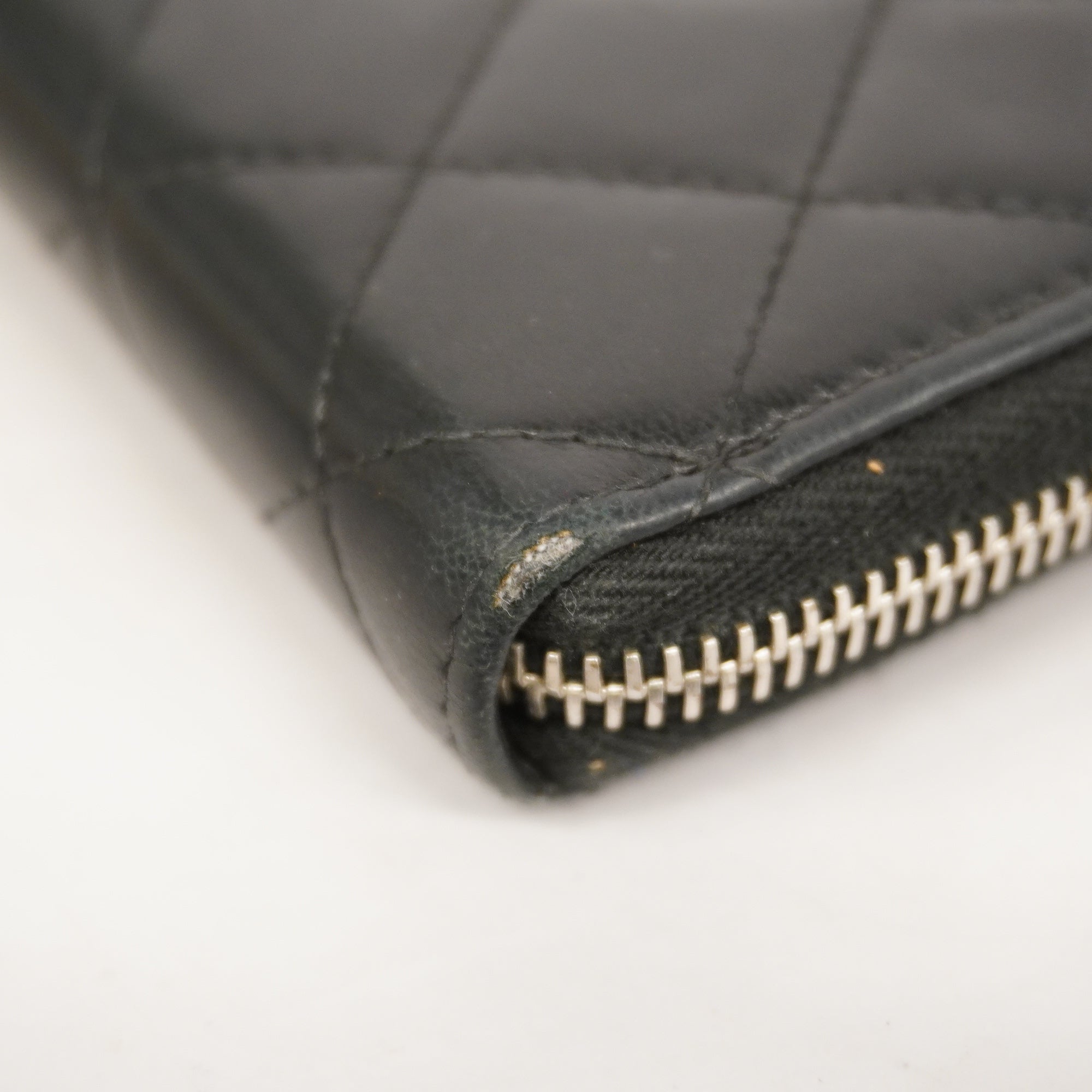 CHANEL  Matelasse Long Wallet Silver Metal Fittings Women's Lambskin Black