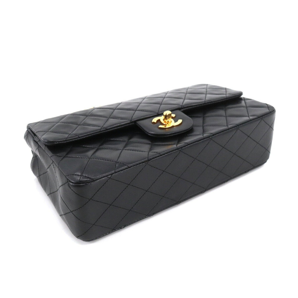 CHANEL Matelasse Chain Hand Bag Leather Black Gold Hardware Vintage