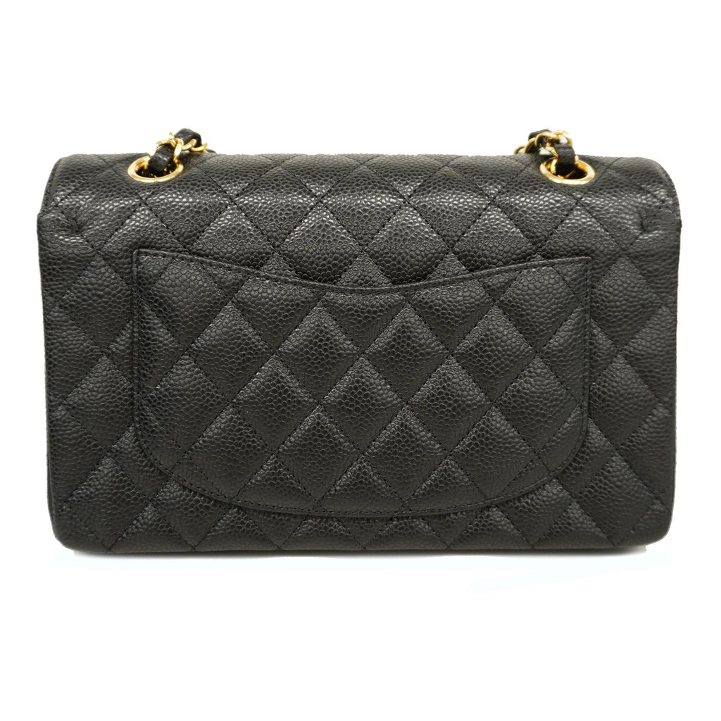 CHANELAuth  Matelasse W Flap W Chain Women's Caviar Leather Shoulder Bag Black