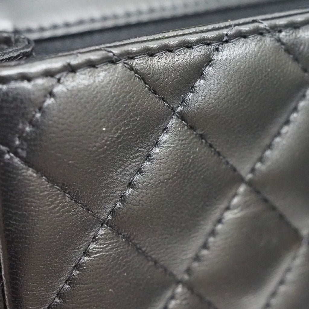 Chanel flap bag lambskin matelasse black shoulder ladies