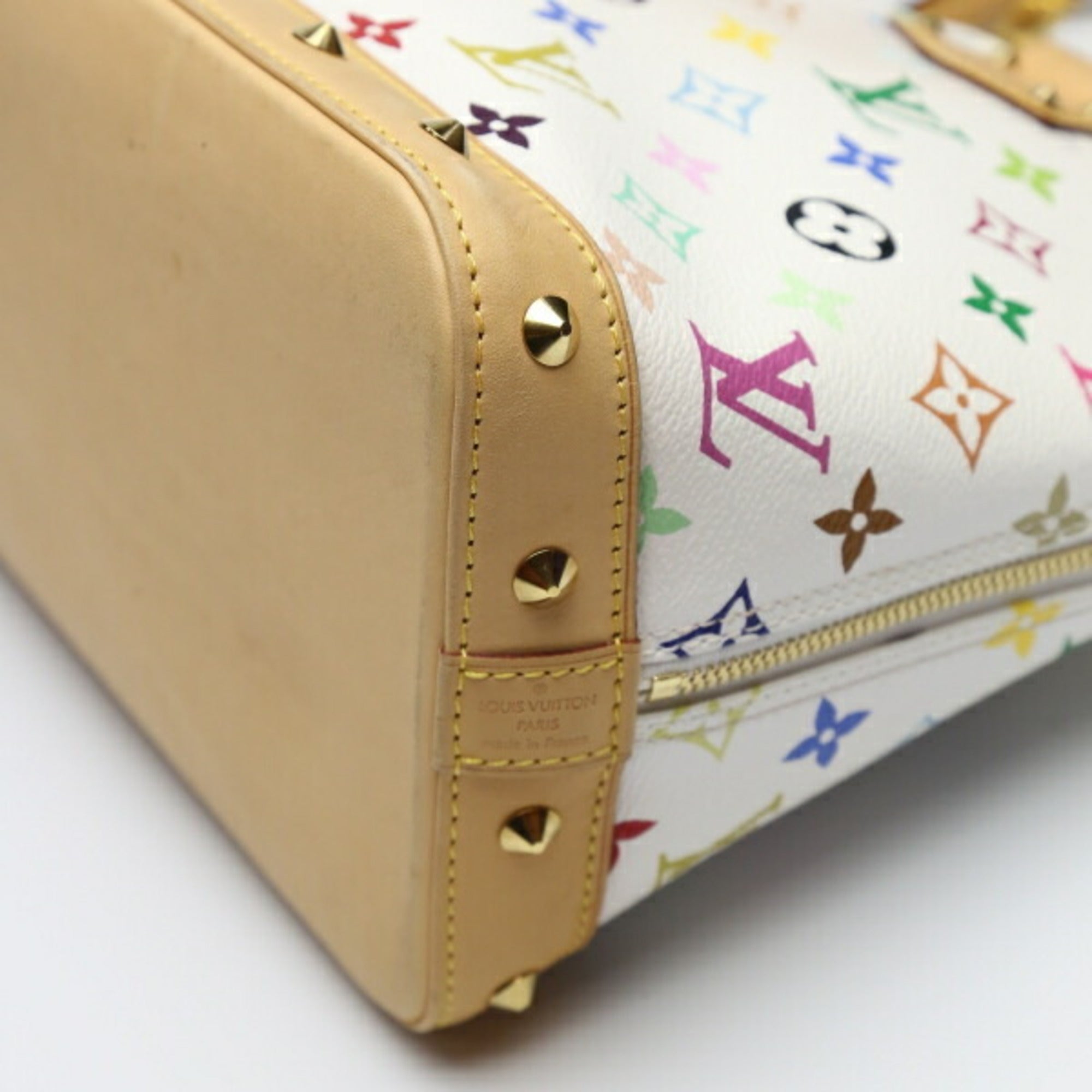 LOUIS VUITTON Alma Monogram Multicolor M92647  Bron White Handbag LV